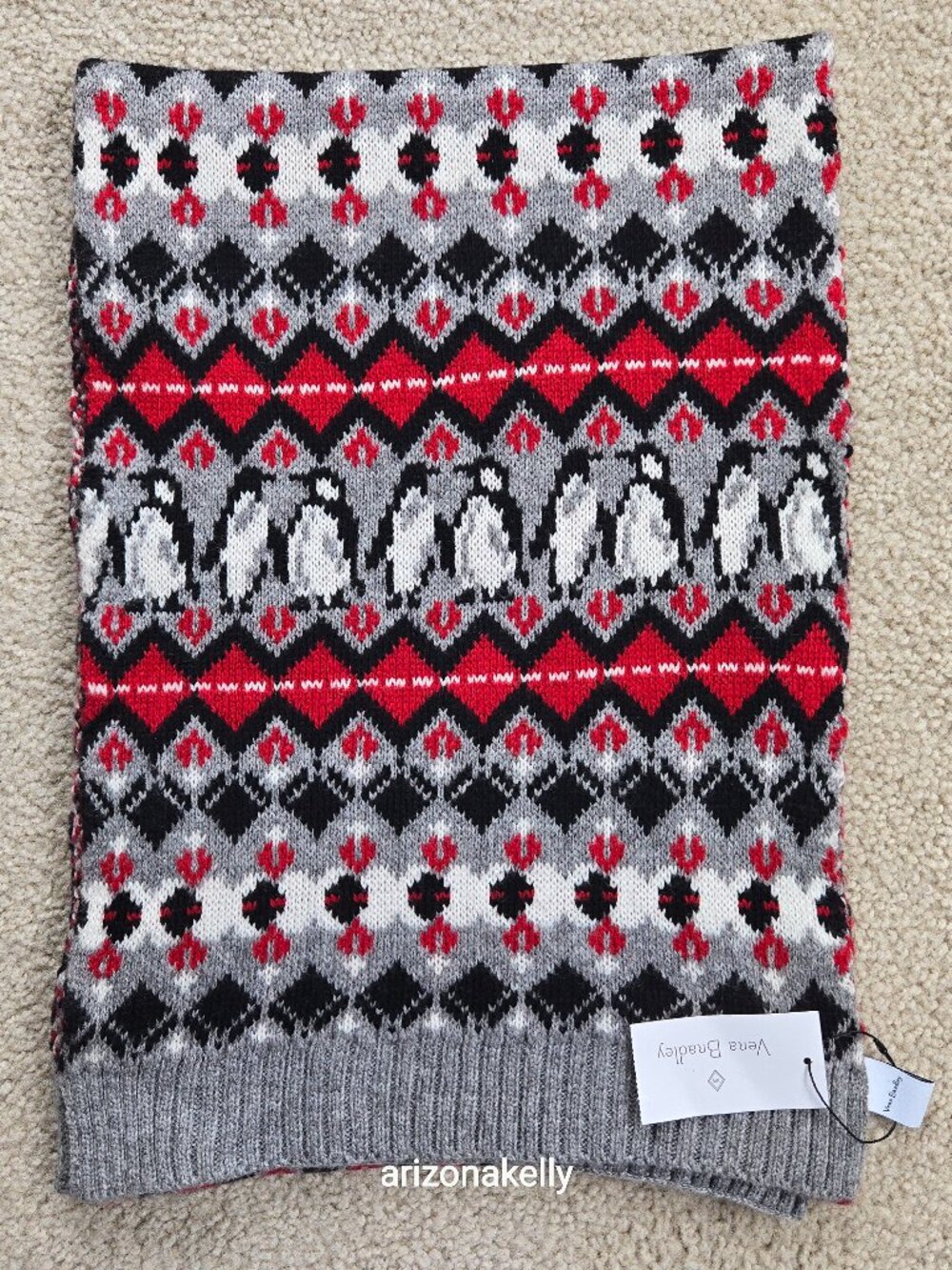 NWT Fair Isle Penguin Pals Scarf Vera Bradley Bird - Picture 1 of 9